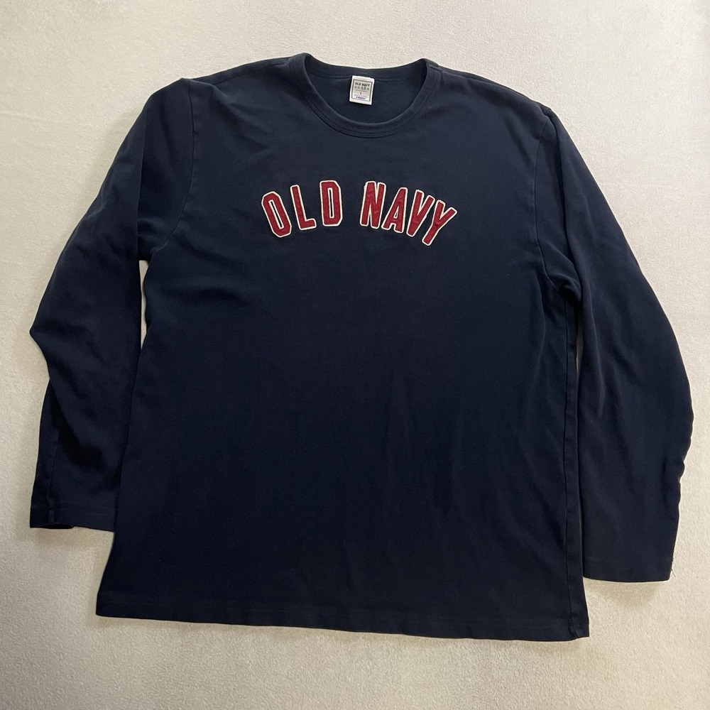 Vintage Old Navy Spell Out Shirt Men's Size Large Blue Long Sleeve Y2K